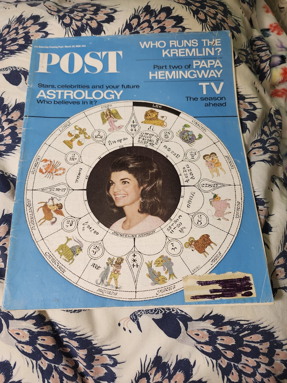 Vintage March 26, 1966 The Saturday Evening Post-Jacqueline Kennedy on Cover